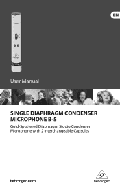 Behringer SINGLE DIAPHRAGM CONDENSER MICROPHONE B-5 Manual
