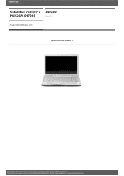 Toshiba Satellite L750 PSK36A-017008 Detailed Specs for Satellite L750 PSK36A-017008 AU/NZ; English