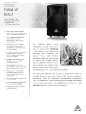 Behringer B212D Product Information Document