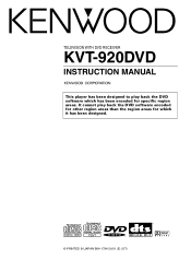 Kenwood KVT-920DVD User Manual