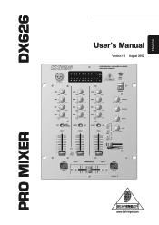 Behringer PRO MIXER DX626 Manual