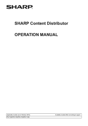 Sharp PN-Y496 SHARP Content Distributor Operation Manual