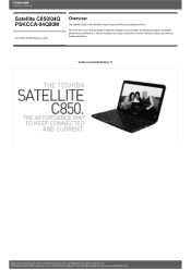 Toshiba Satellite C850 PSKCCA Detailed Specs for Satellite C850 PSKCCA-04Q00M AU/NZ; English