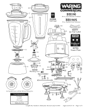 Waring BB190S Parts List and Exploded Diagram