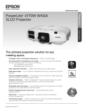 Epson PowerLite 4770W Product Specifications
