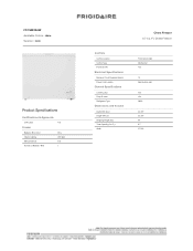Frigidaire FFCS0922AW Product Specifications Sheet