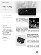 Behringer MONITOR2USB Product Information Document