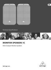 Behringer MONITOR SPEAKERS 1C-WH Specifications Sheet