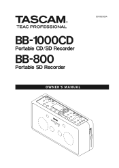 TASCAM BB-800 : BB-800 Owners Manual