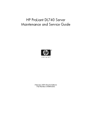HP DL740 ProLiant DL740 Server Maintenance and Service Guide