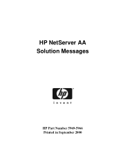 HP NetServer AA 4000 HP NetServer AA 6200 Solution Release 3.0 Messages