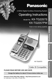 Panasonic KXTG2257PW 2.4 Ghz Cordles Phon