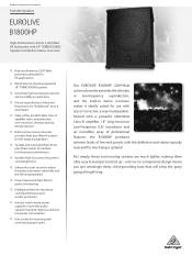 Behringer B1800HP Product Information Document