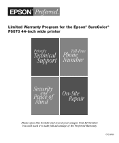 Epson SureColor F6070 Warranty Statement