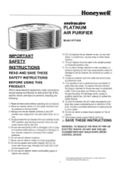 Honeywell HHT-011 - Permanent HEPA Type Tabletop Air Purifier Manual