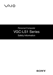 Sony VGC-LS1 Safety Information