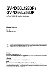 Gigabyte GV-NX66L256DP Manual