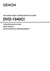 Denon DVD 1940CI Owners Manual - English