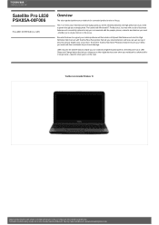 Toshiba L830 PSK85A-00F006 Detailed Specs for Satellite Pro L830 PSK85A-00F006 AU/NZ; English
