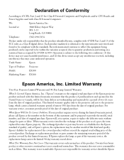 Epson EX100 Warranty Statement