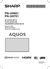 Sharp PN-UH701 PN-UH601 | PN-UH701 Quick Start Setup Guide