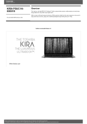 Toshiba KIRA PSUC1A Detailed Specs for KIRA Kirabook PSUC1A-00E010 AU/NZ; English
