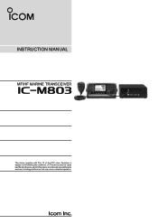 Icom M803 Instruction Manual