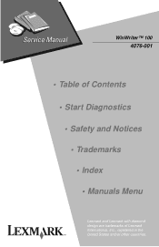 Lexmark WinWriter 100 Service Manual