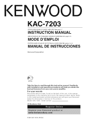 Kenwood KAC7203 Instruction Manual