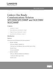Linksys SFE2000P Release Notes for SFE2000 and SFE2000P
