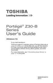Toshiba Z30T-B1320W10 Portege Z30-B Series Windows 10 Users Guide