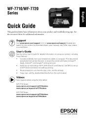 Epson WorkForce WF-7710 Quick Guide and Warranty