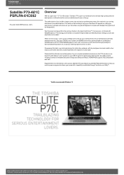 Toshiba P70 PSPLPA-01C002 Detailed Specs for Satellite P70 PSPLPA-01C002 AU/NZ; English