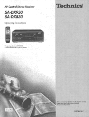 Panasonic SADX930 SADX830 User Guide