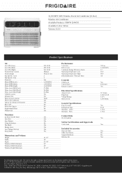 Frigidaire FHWW124WD1 Product Specifications Sheet
