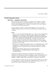 Lenovo ThinkPad T400 Regulatory Notice for Wireless LAN Adapter (Model: RTL8191SE)