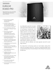 Behringer B1200D-PRO Product Information Document