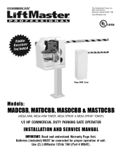 LiftMaster MEGA ARM / MEGA ARM TOWER MATDCBB Green Control Board V.6.4 or newer Manual