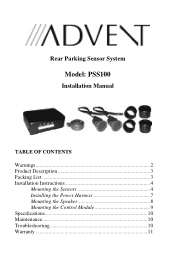 Audiovox PSS100 Installation Manual