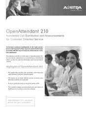 Aastra OpenCom 100 Datasheet OpenAttendant 210