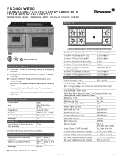 Thermador PRD606WESG Product Spec Sheet