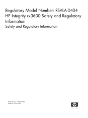 HP Integrity rx3600 Safety and Regulatory Information Guide - HP Integrity rx3600 Server