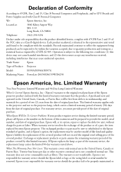 Epson PowerLite D6155W Warranty Statement