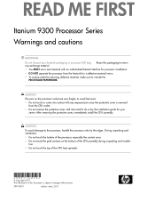 HP Integrity BL890c Read Me First: Itanium 9300 Processor Series warnings and cautions