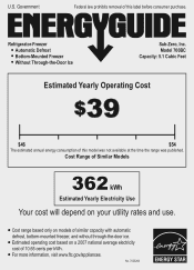 Sub-Zero 700BCI 700BC(I) Energy Guide