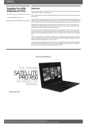 Toshiba Satellite Pro PSSG2A Detailed Specs for Satellite Pro R50 PSSG2A-01Y013 AU/NZ; English