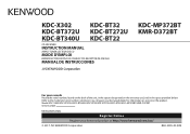 Kenwood KDC-X302 Instruction manual