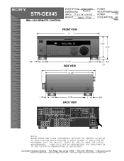 Sony STR-DE845 Dimensions Diagram