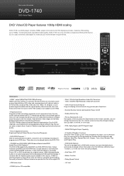 Denon DVD 1740 Literature/Product Sheet