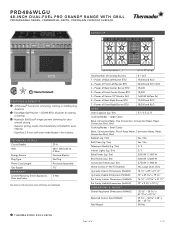 Thermador PRD486WLGU Product Spec Sheet